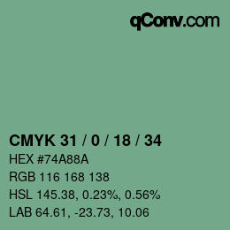 颜色代码: CMYK 31 / 0 / 18 / 34 | qconv.com
