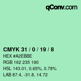 カラーコード: CMYK 31 / 0 / 19 / 8 | qconv.com