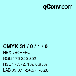 カラーコード: CMYK 31 / 0 / 1 / 0 | qconv.com