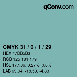 Color code: CMYK 31 / 0 / 1 / 29 | qconv.com