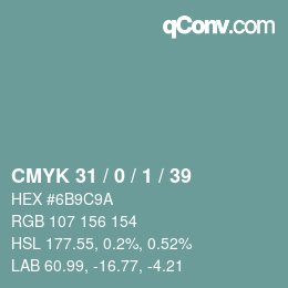 Color code: CMYK 31 / 0 / 1 / 39 | qconv.com