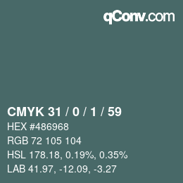 Color code: CMYK 31 / 0 / 1 / 59 | qconv.com
