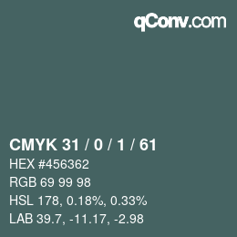 Color code: CMYK 31 / 0 / 1 / 61 | qconv.com