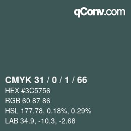 Color code: CMYK 31 / 0 / 1 / 66 | qconv.com