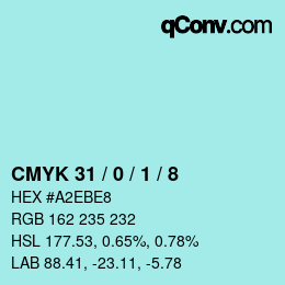 カラーコード: CMYK 31 / 0 / 1 / 8 | qconv.com