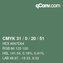 Código de color: CMYK 31 / 0 / 20 / 51 | qconv.com
