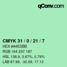 カラーコード: CMYK 31 / 0 / 21 / 7 | qconv.com
