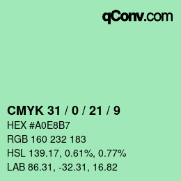 颜色代码: CMYK 31 / 0 / 21 / 9 | qconv.com