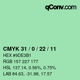 カラーコード: CMYK 31 / 0 / 22 / 11 | qconv.com