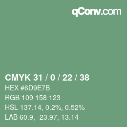 Farbcode: CMYK 31 / 0 / 22 / 38 | qconv.com
