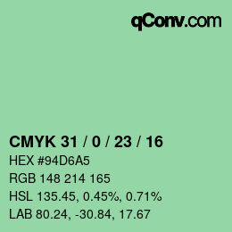 カラーコード: CMYK 31 / 0 / 23 / 16 | qconv.com
