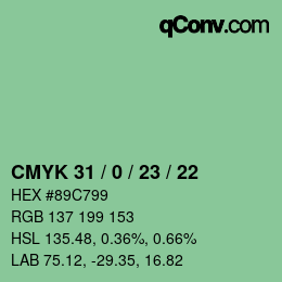 颜色代码: CMYK 31 / 0 / 23 / 22 | qconv.com
