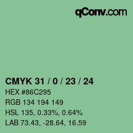 颜色代码: CMYK 31 / 0 / 23 / 24 | qconv.com