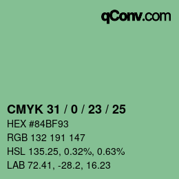 カラーコード: CMYK 31 / 0 / 23 / 25 | qconv.com