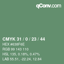 カラーコード: CMYK 31 / 0 / 23 / 44 | qconv.com