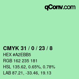 Color code: CMYK 31 / 0 / 23 / 8 | qconv.com
