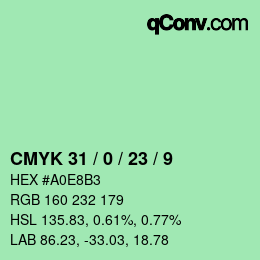 Color code: CMYK 31 / 0 / 23 / 9 | qconv.com