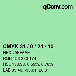 カラーコード: CMYK 31 / 0 / 24 / 10 | qconv.com