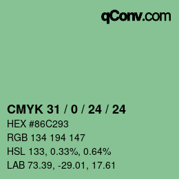 カラーコード: CMYK 31 / 0 / 24 / 24 | qconv.com
