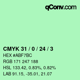 Color code: CMYK 31 / 0 / 24 / 3 | qconv.com