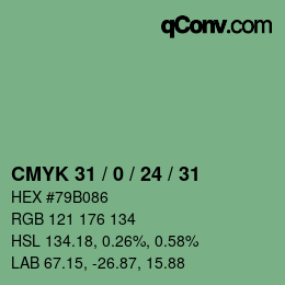 Color code: CMYK 31 / 0 / 24 / 31 | qconv.com