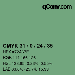 Farbcode: CMYK 31 / 0 / 24 / 35 | qconv.com