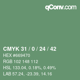 Color code: CMYK 31 / 0 / 24 / 42 | qconv.com