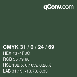 Color code: CMYK 31 / 0 / 24 / 69 | qconv.com