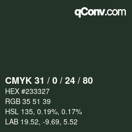 Color code: CMYK 31 / 0 / 24 / 80 | qconv.com