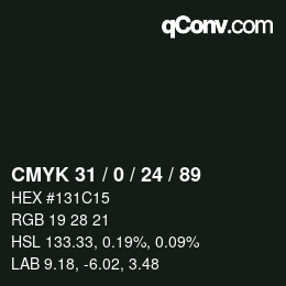 Color code: CMYK 31 / 0 / 24 / 89 | qconv.com