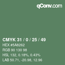 Color code: CMYK 31 / 0 / 25 / 49 | qconv.com