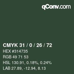 Color code: CMYK 31 / 0 / 26 / 72 | qconv.com