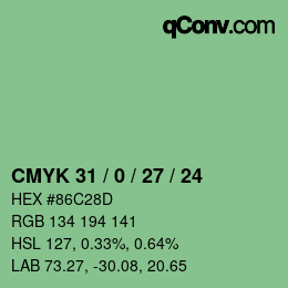 カラーコード: CMYK 31 / 0 / 27 / 24 | qconv.com
