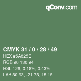 Color code: CMYK 31 / 0 / 28 / 49 | qconv.com