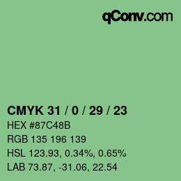 Code couleur: CMYK 31 / 0 / 29 / 23 | qconv.com