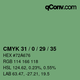 颜色代码: CMYK 31 / 0 / 29 / 35 | qconv.com