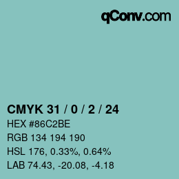 Farbcode: CMYK 31 / 0 / 2 / 24 | qconv.com