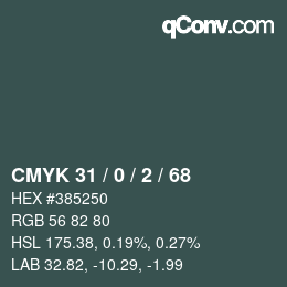 Color code: CMYK 31 / 0 / 2 / 68 | qconv.com