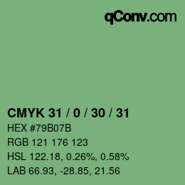 颜色代码: CMYK 31 / 0 / 30 / 31 | qconv.com