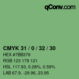 颜色代码: CMYK 31 / 0 / 32 / 30 | qconv.com
