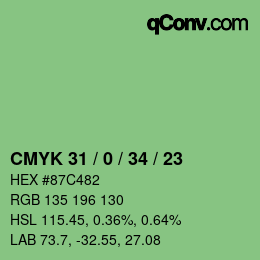 Farbcode: CMYK 31 / 0 / 34 / 23 | qconv.com