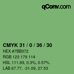 Color code: CMYK 31 / 0 / 36 / 30 | qconv.com