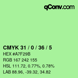颜色代码: CMYK 31 / 0 / 36 / 5 | qconv.com