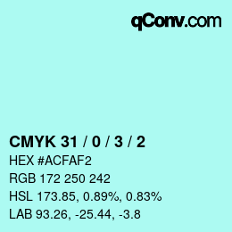 カラーコード: CMYK 31 / 0 / 3 / 2 | qconv.com