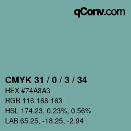 Código de color: CMYK 31 / 0 / 3 / 34 | qconv.com