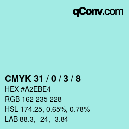 カラーコード: CMYK 31 / 0 / 3 / 8 | qconv.com