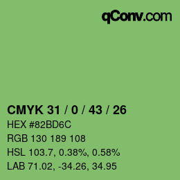 カラーコード: CMYK 31 / 0 / 43 / 26 | qconv.com