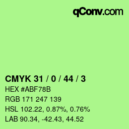カラーコード: CMYK 31 / 0 / 44 / 3 | qconv.com
