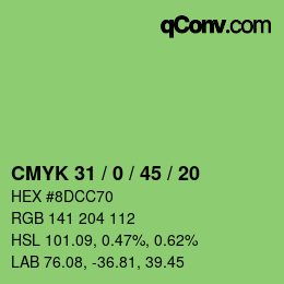 カラーコード: CMYK 31 / 0 / 45 / 20 | qconv.com