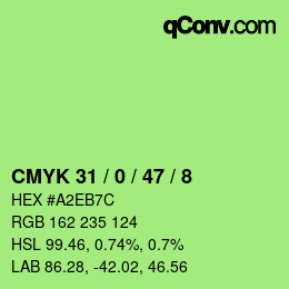 Color code: CMYK 31 / 0 / 47 / 8 | qconv.com